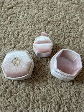 Pink Velvet Hexagon Jewelry Ring or Necklace Box Set